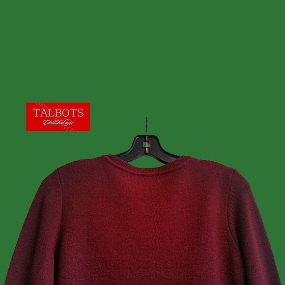 TALBOTS NEW Artsy Maximalism Lambswool Blend Medallion/Crystals Jewel Sweater M - Picture 11 of 12